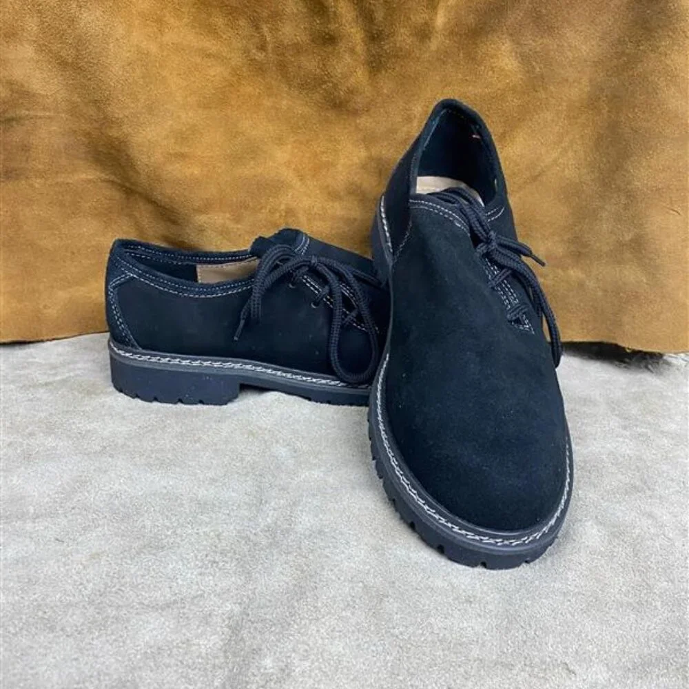Men’s Lederhosen Shoes – Bavarian Trachten Suede Oktoberfest Black Boots NEW
